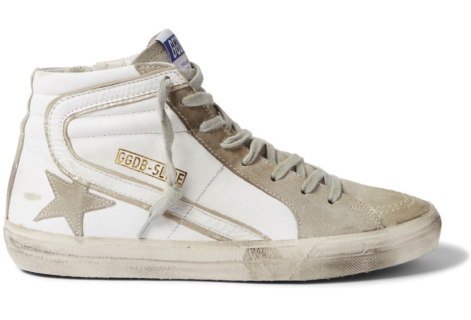Golden Goose Deluxe Brand Distressed Leather And Suede High Top Sneakers