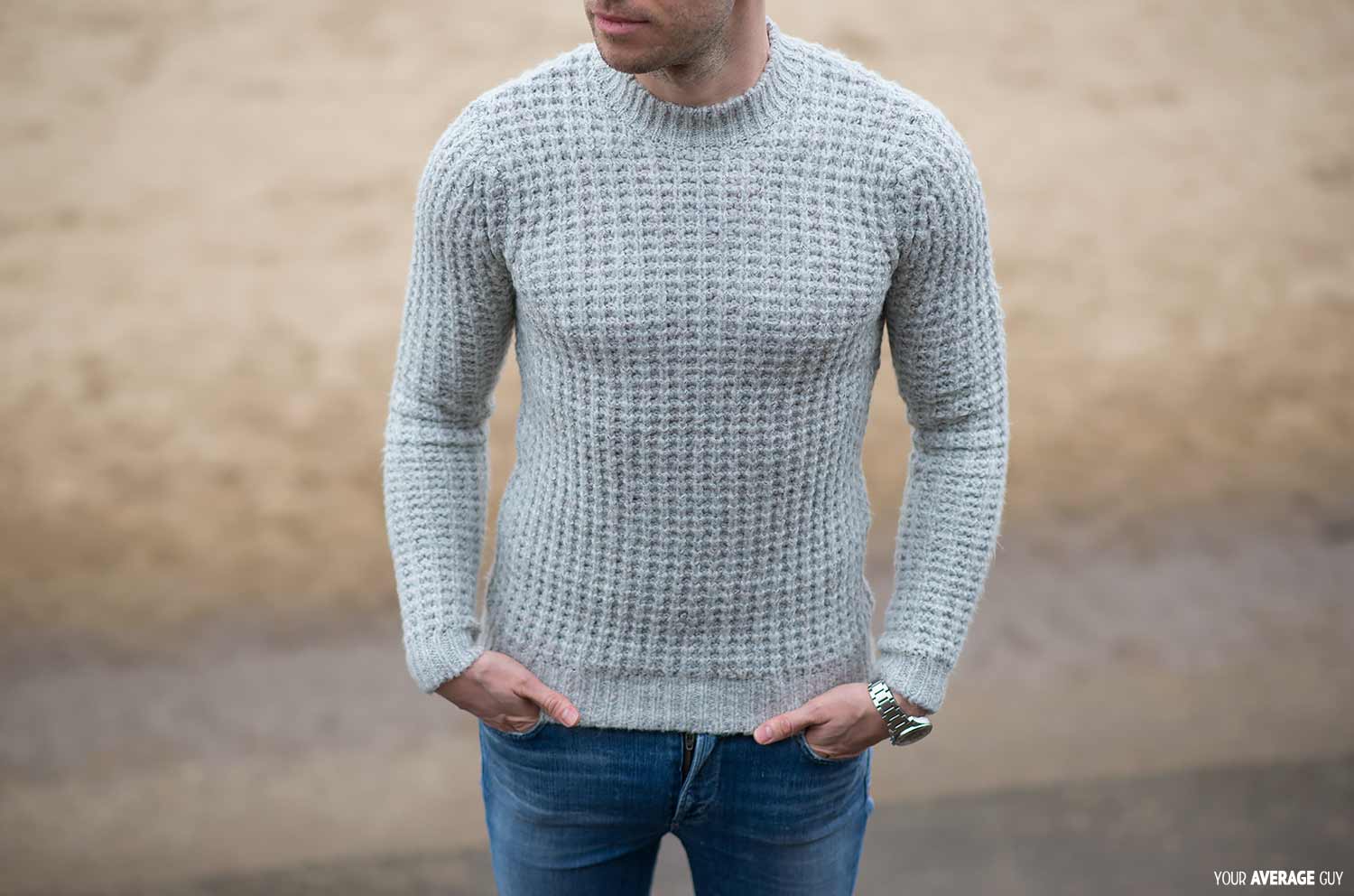 ASOS Heavyweight Jumper Sweater With Chunky Neck Trim Grey
