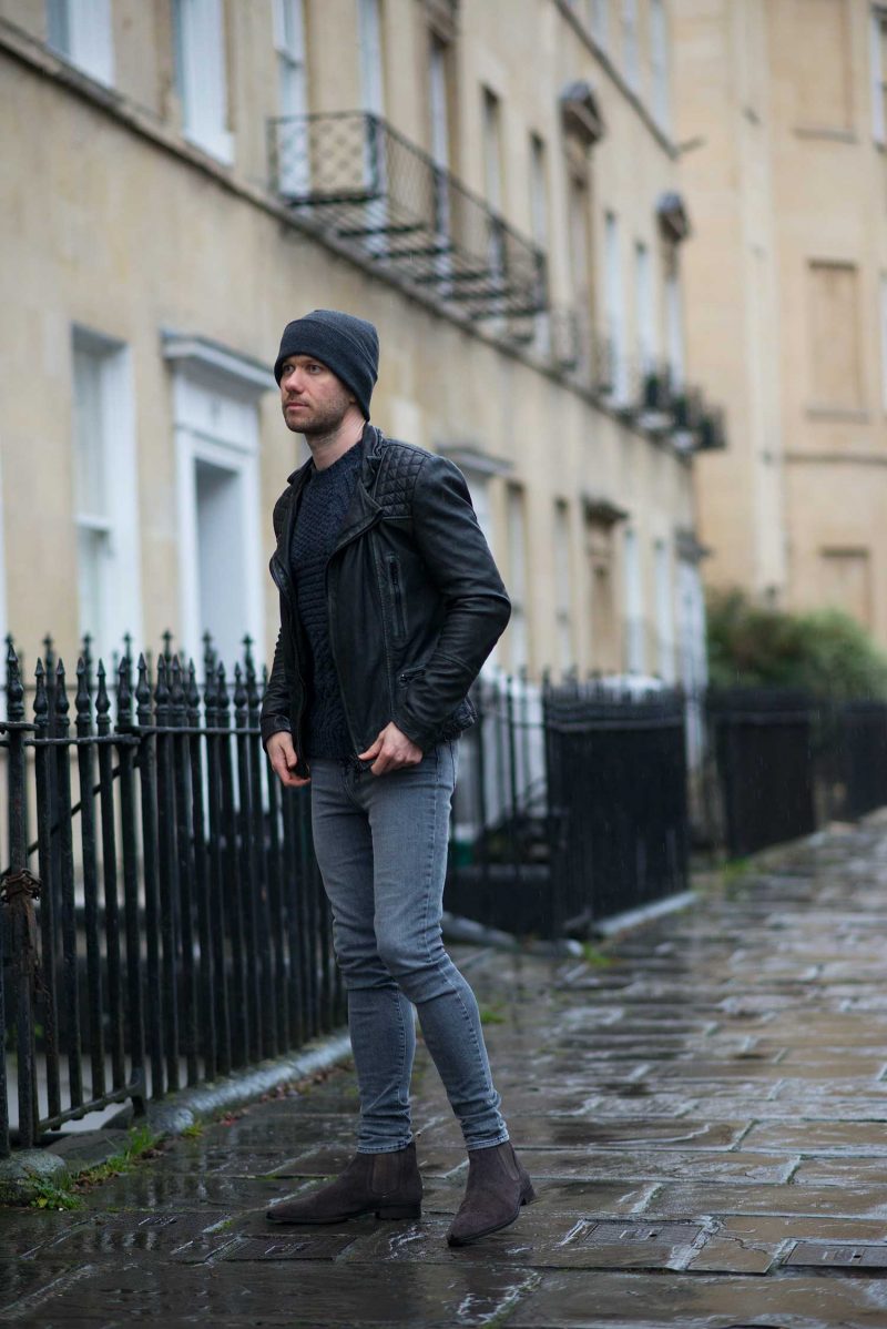 Allsaints Cargo Biker Leather Jacket In The Rain - Your Average Guy