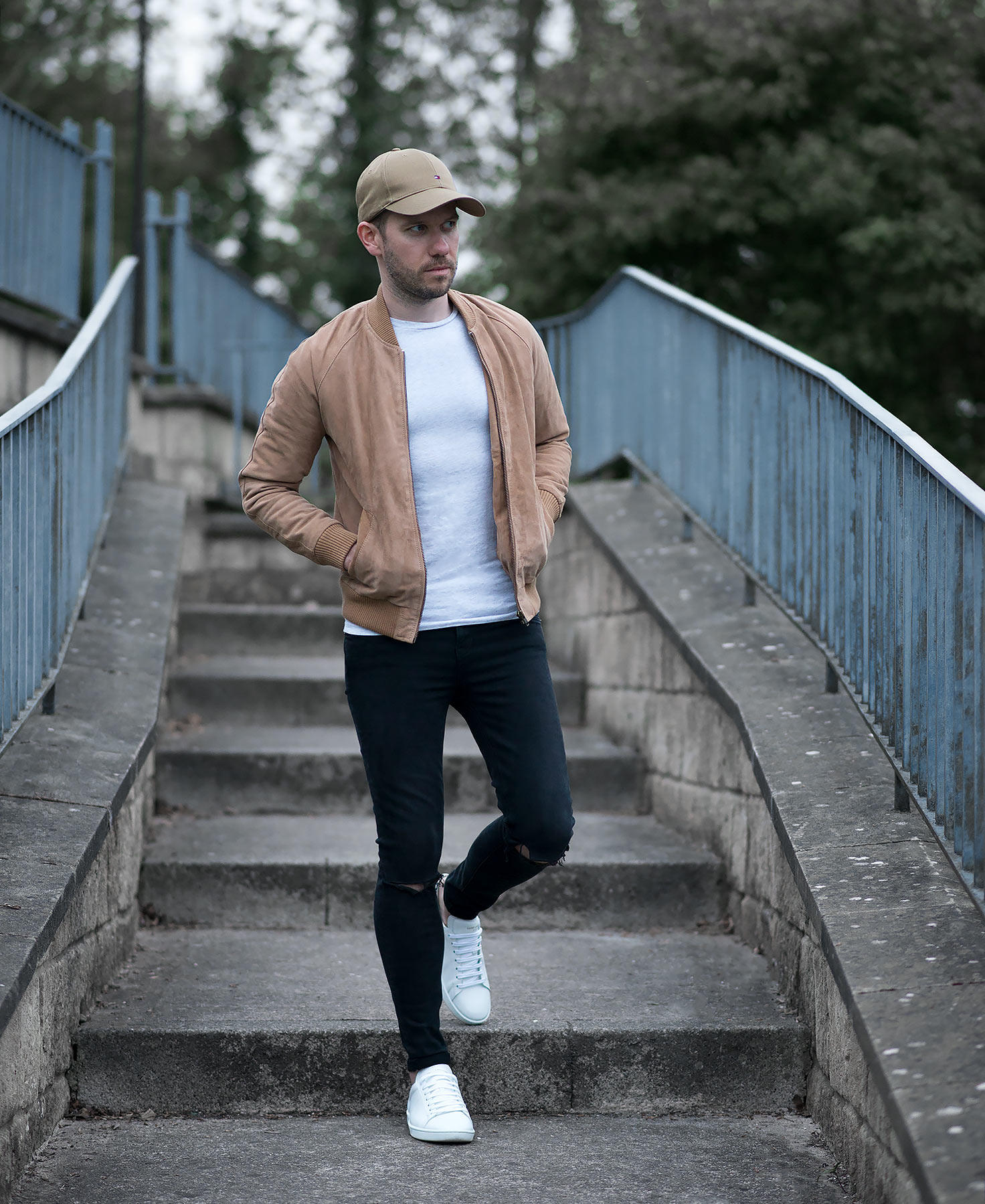 Tan Bomber Jacket Outfit Featuring A Special Guest | Your Average Guy