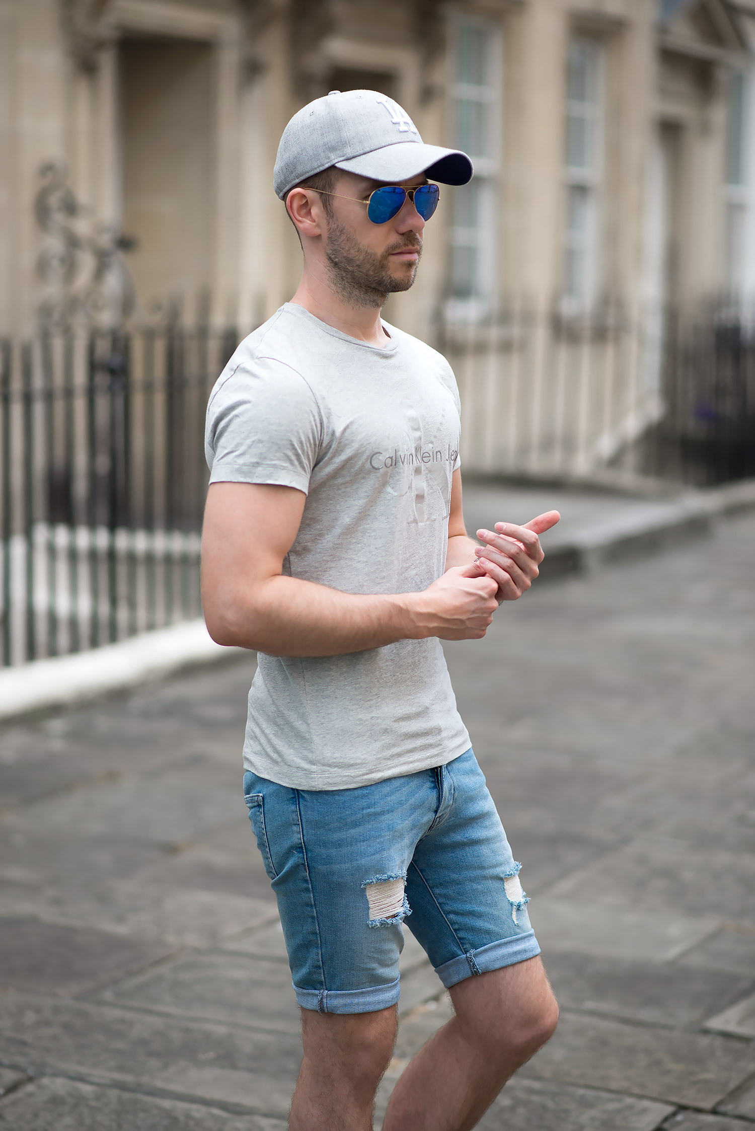 Calvin Klein T Shirt And Topman Skinny Denim Shorts Outfit | Your ...