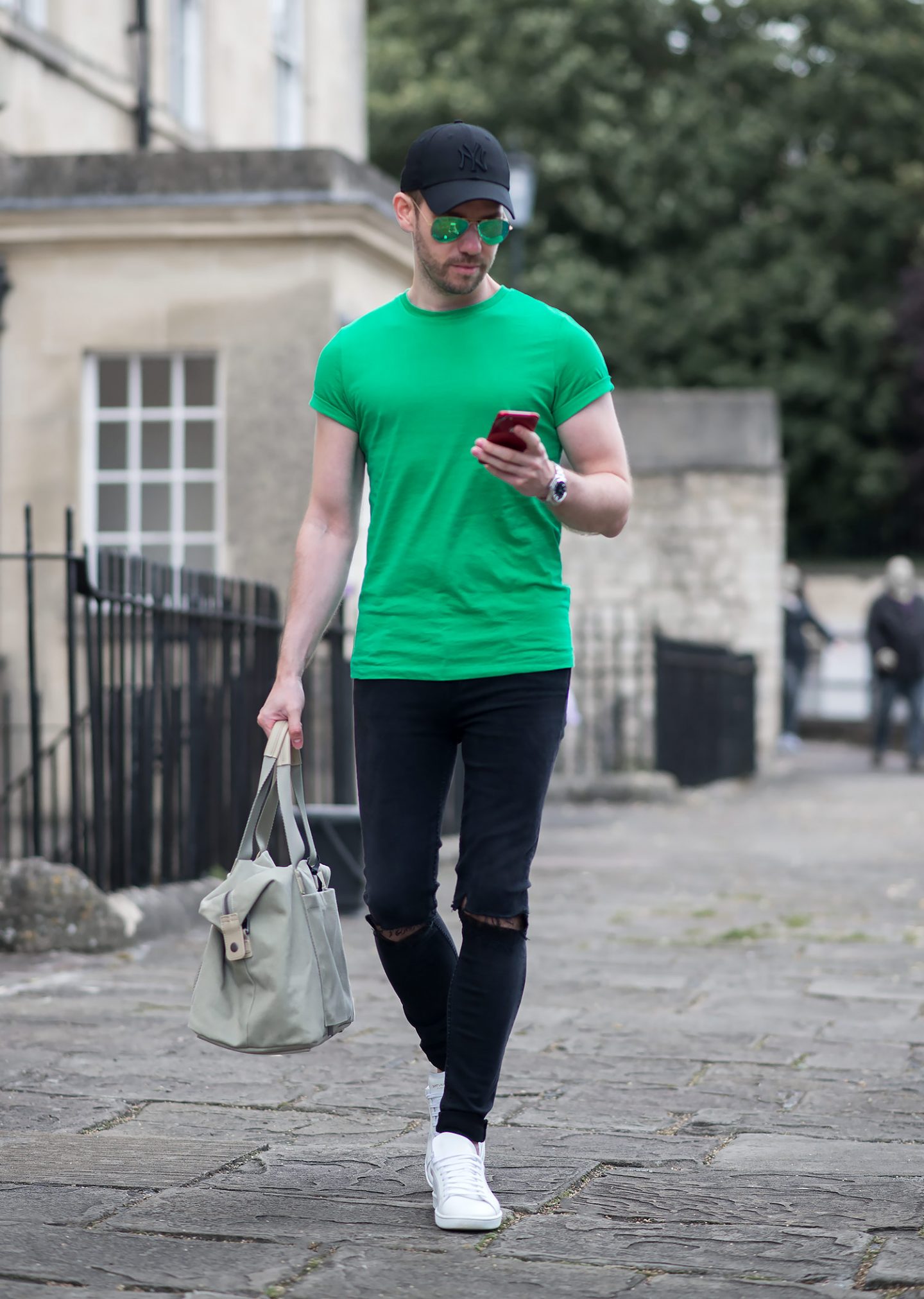 Pop Of Colour With A Striking Green T Shirt Outfit - Your Average Guy