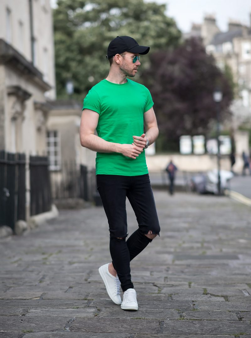 Pop Of Colour With A Striking Green T Shirt Outfit Your Average Guy