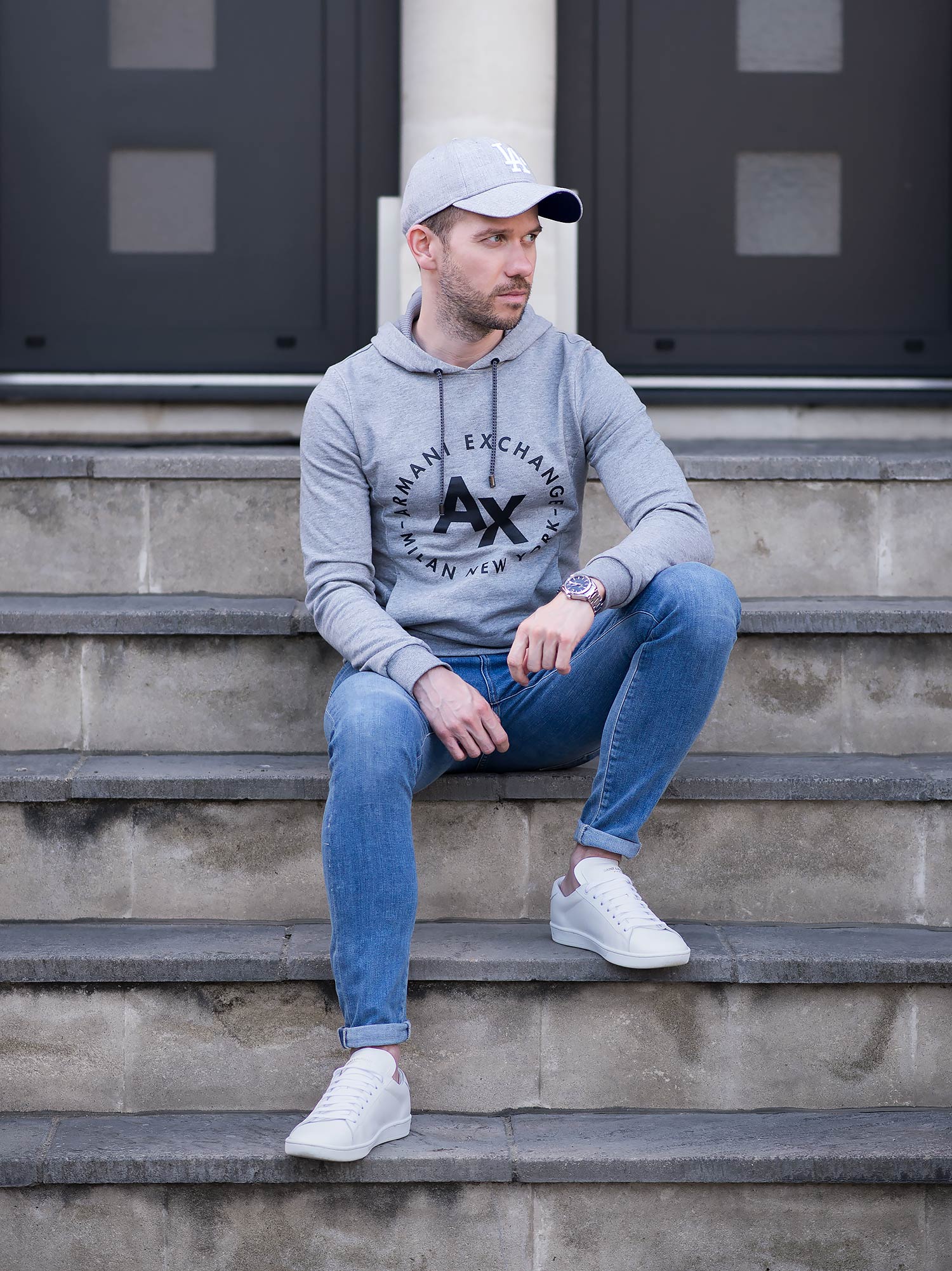 omvendt Efterforskning Afhængighed Armani Exchange Hooded Sweatshirt And Skinny Jeans Outfit | Your Average Guy