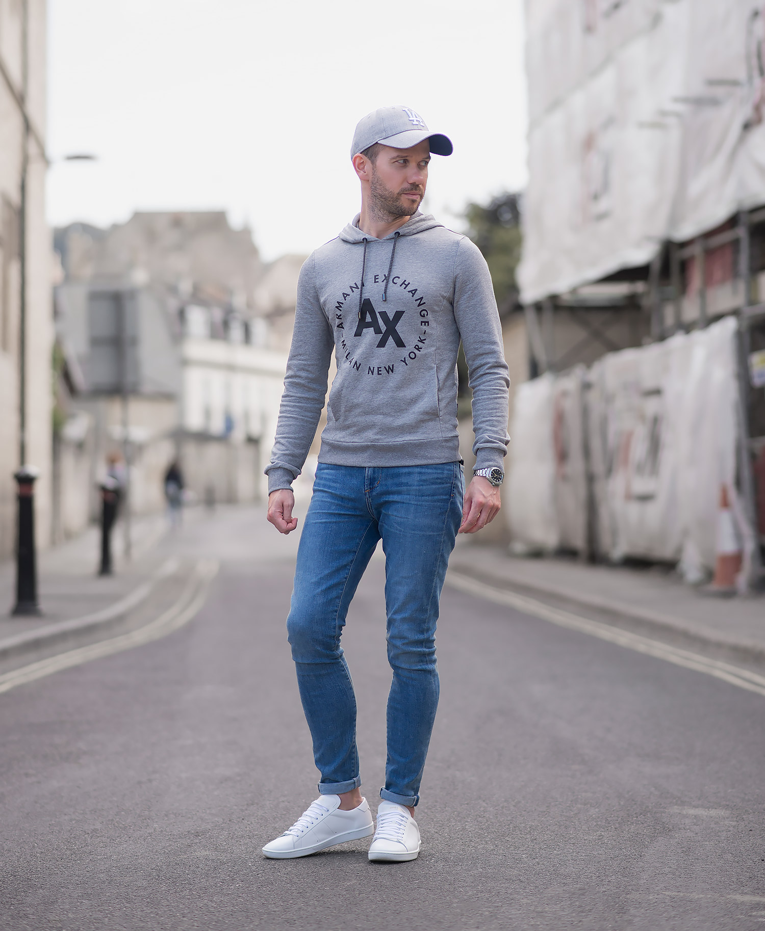 Armani Exchange Hooded Sweatshirt And Skinny Jeans Outfit - Your ...