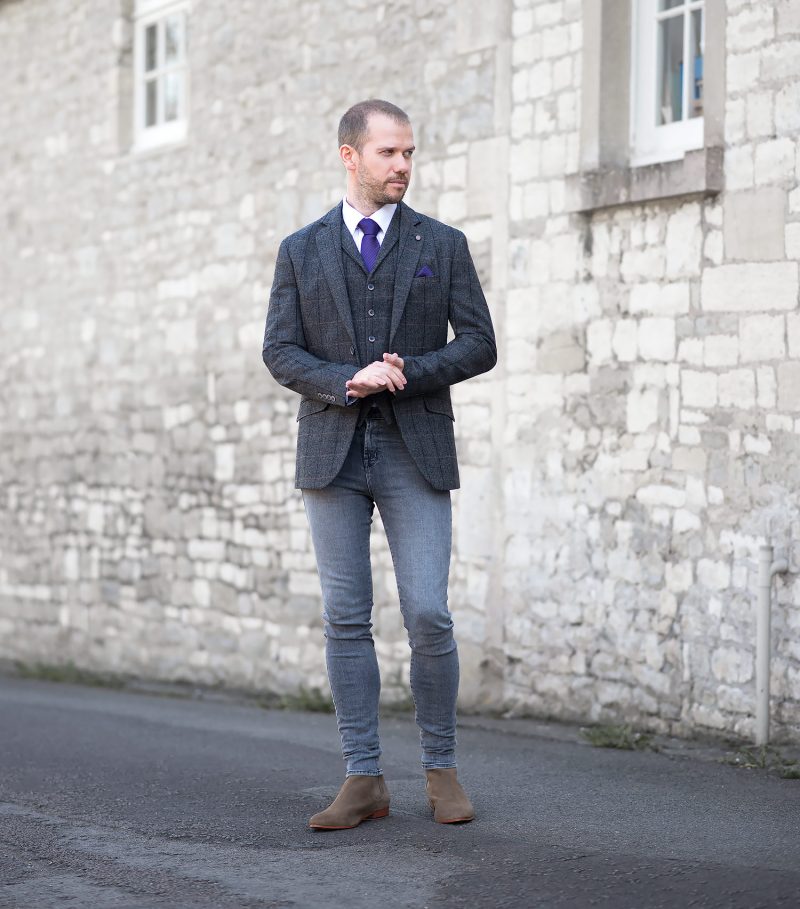 Tweed Suit With J Brand Skinny Jeans Outfit - Your Average Guy