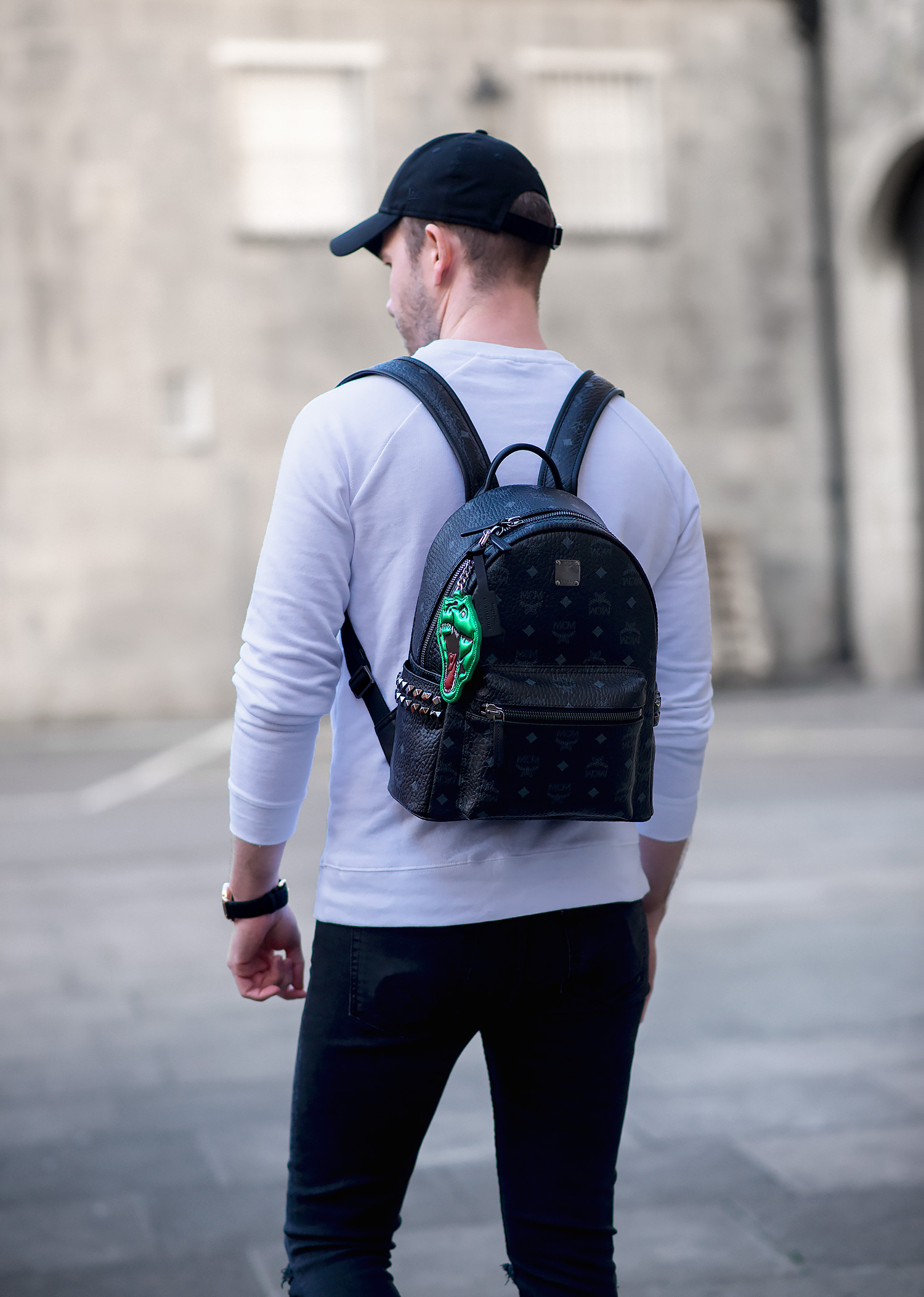 MCM Mini Stark Backpack  Backpack outfit, Teenage fashion outfits, Mini  backpack outfit