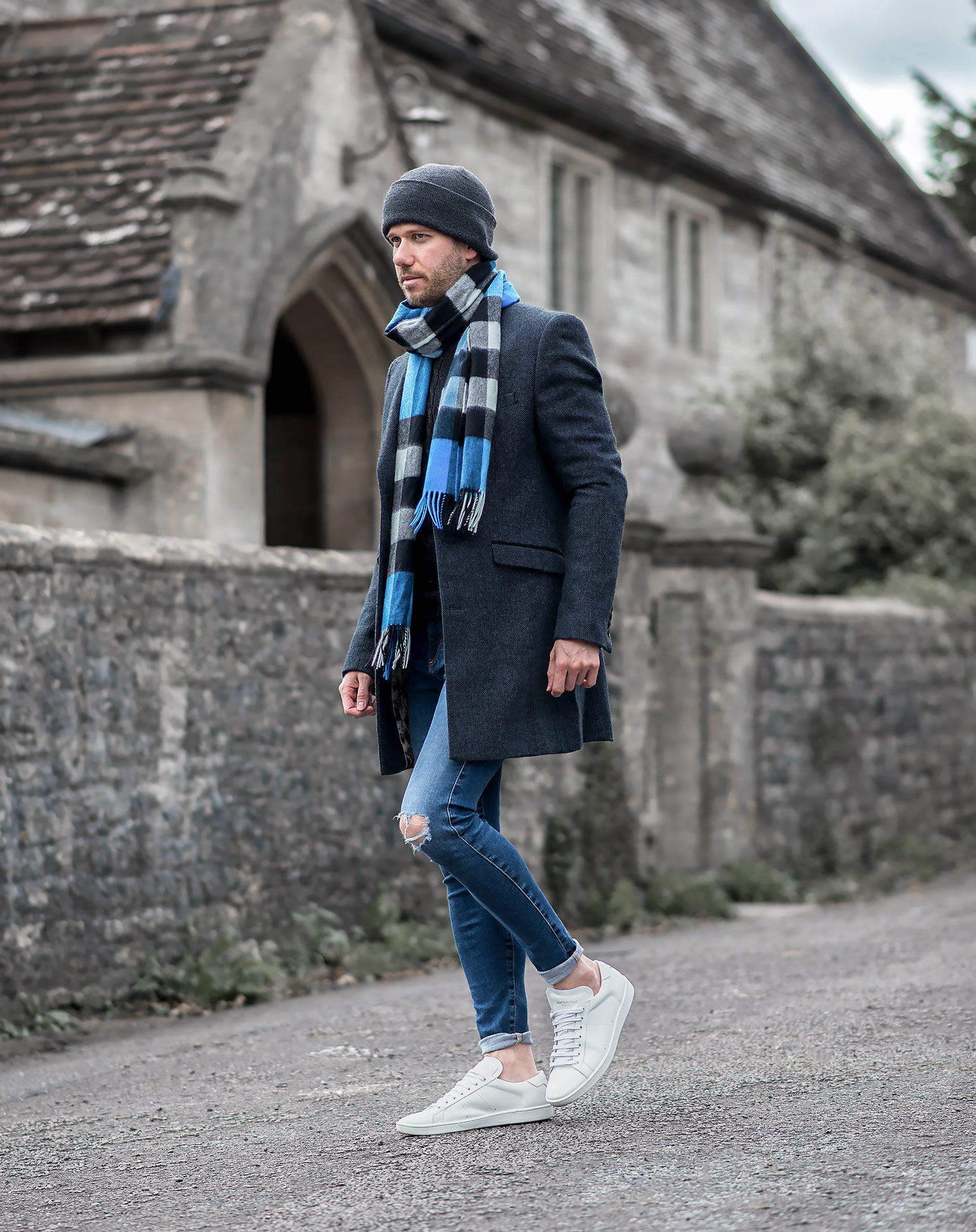 burberry scarf mens blue