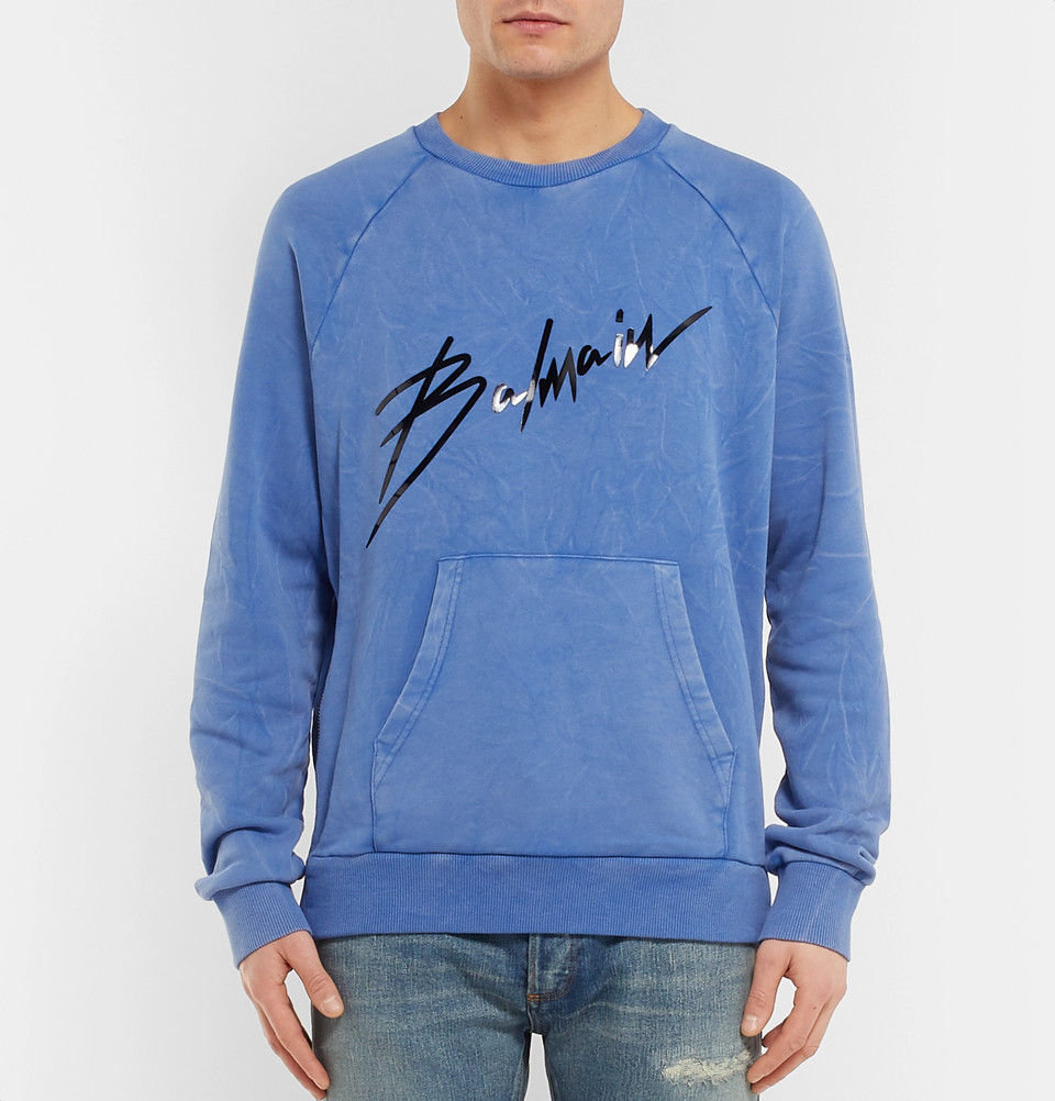 Balmain Washed Blue Logo Sweatshirt - Your Average Guy