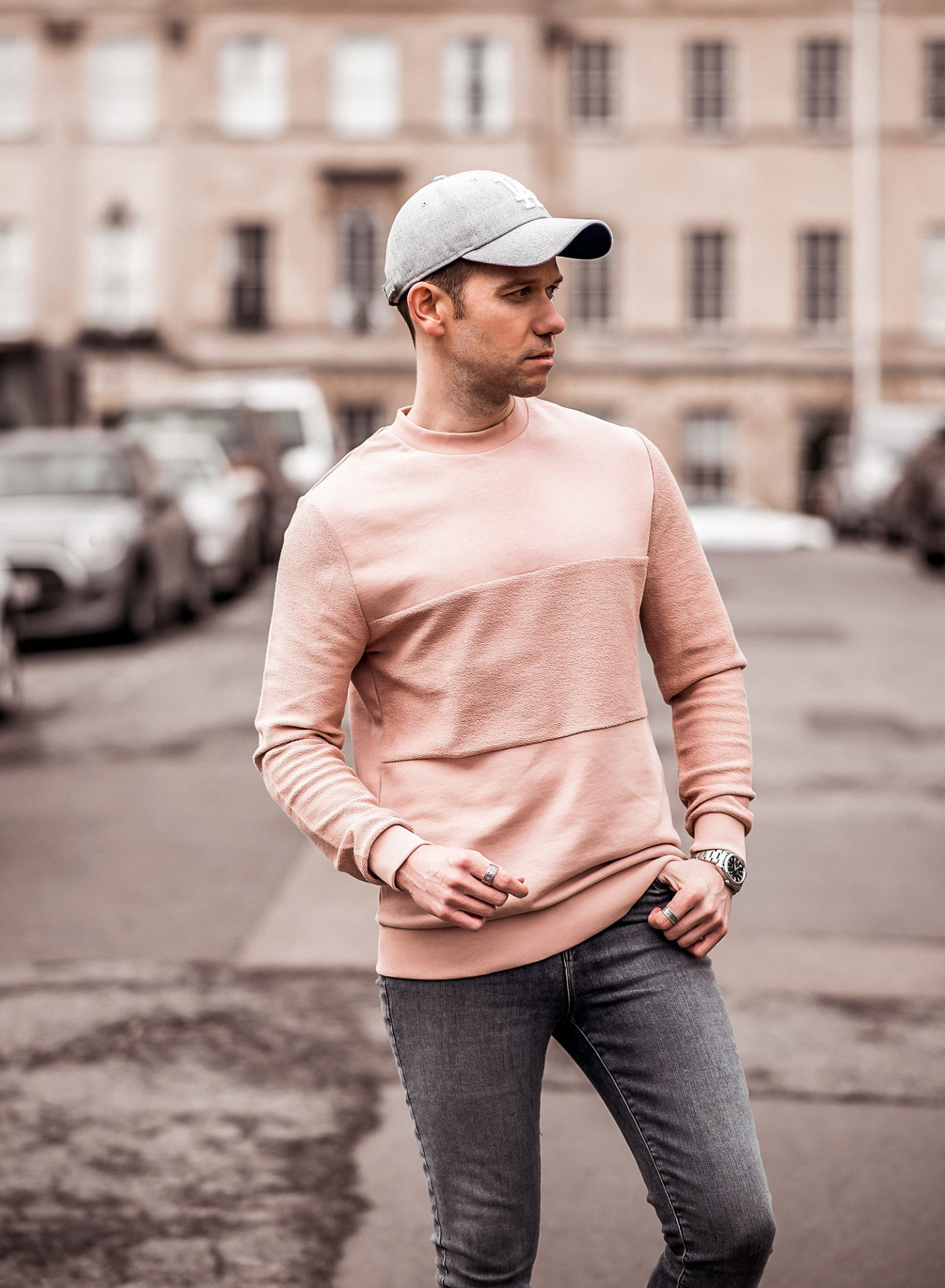 Pink And Grey Street Style Outfit Your Average Guy