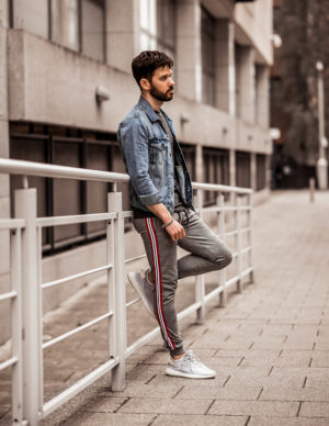 How To Wear A Denim Jacket With Joggers - Your Average Guy