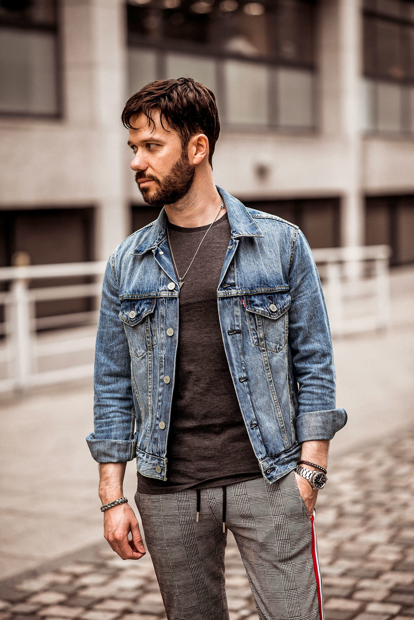How To Wear A Denim Jacket With Joggers | Your Average Guy