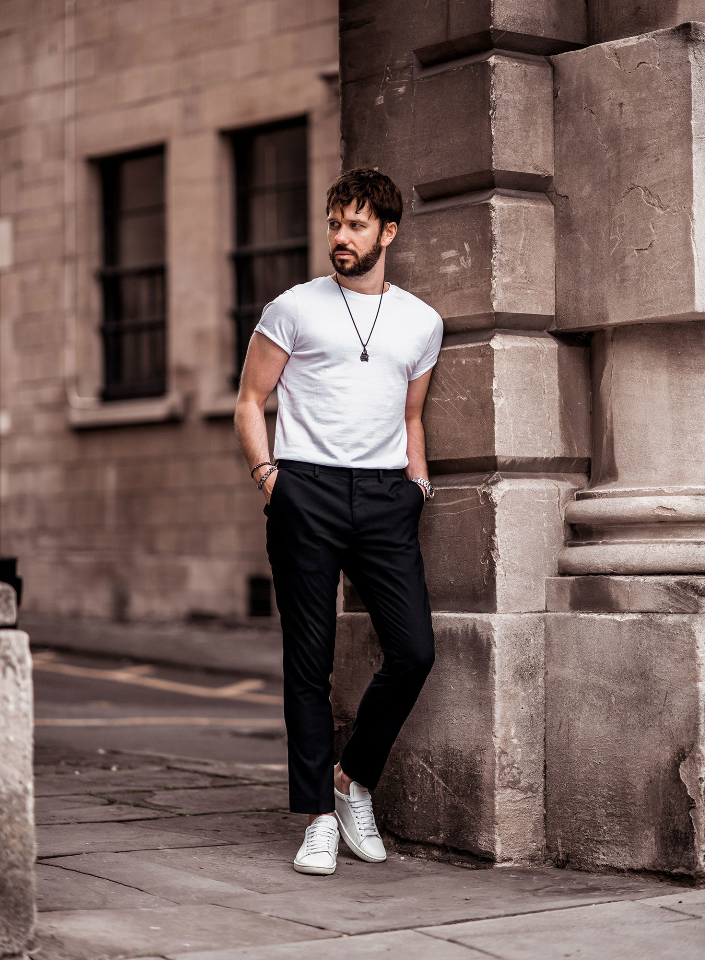 White T Shirt And Black Trousers Minimalistic Outfit Your Average Guy