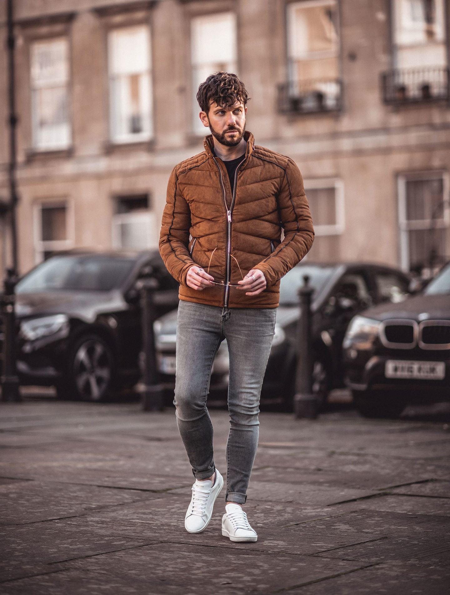 Brown Quilted Jacket Street Style Outfit - Your Average Guy