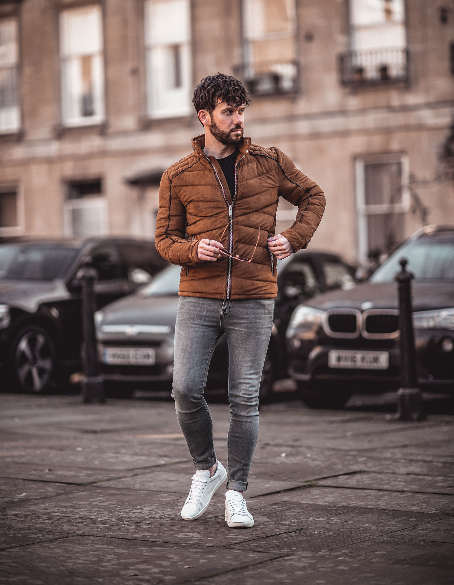 Brown Quilted Jacket Street Style Outfit - Your Average Guy